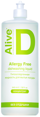 Alive D Гипоаллергенная жидкость для мытья посуды Alive D Allergy-free dishwashing liquid